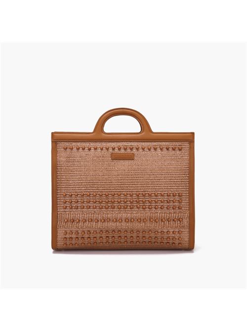 malibu big shopper rafia + synthetic cuoio La carrie | 141M-HB-571-RAE/CUOCUOIO